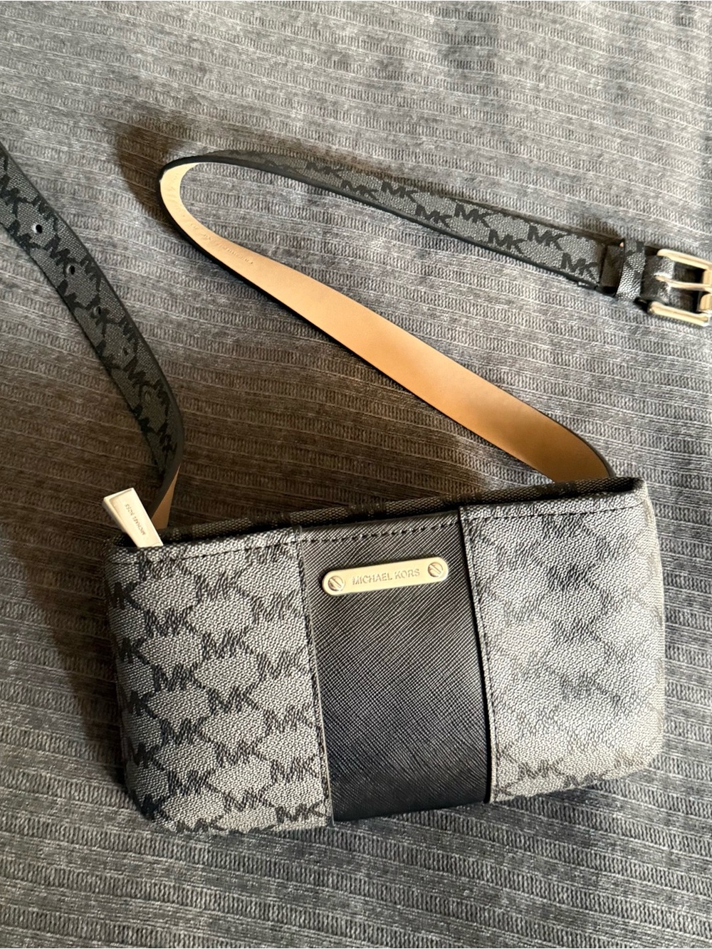 Michael Kors Gray and Black Logo Crossbody